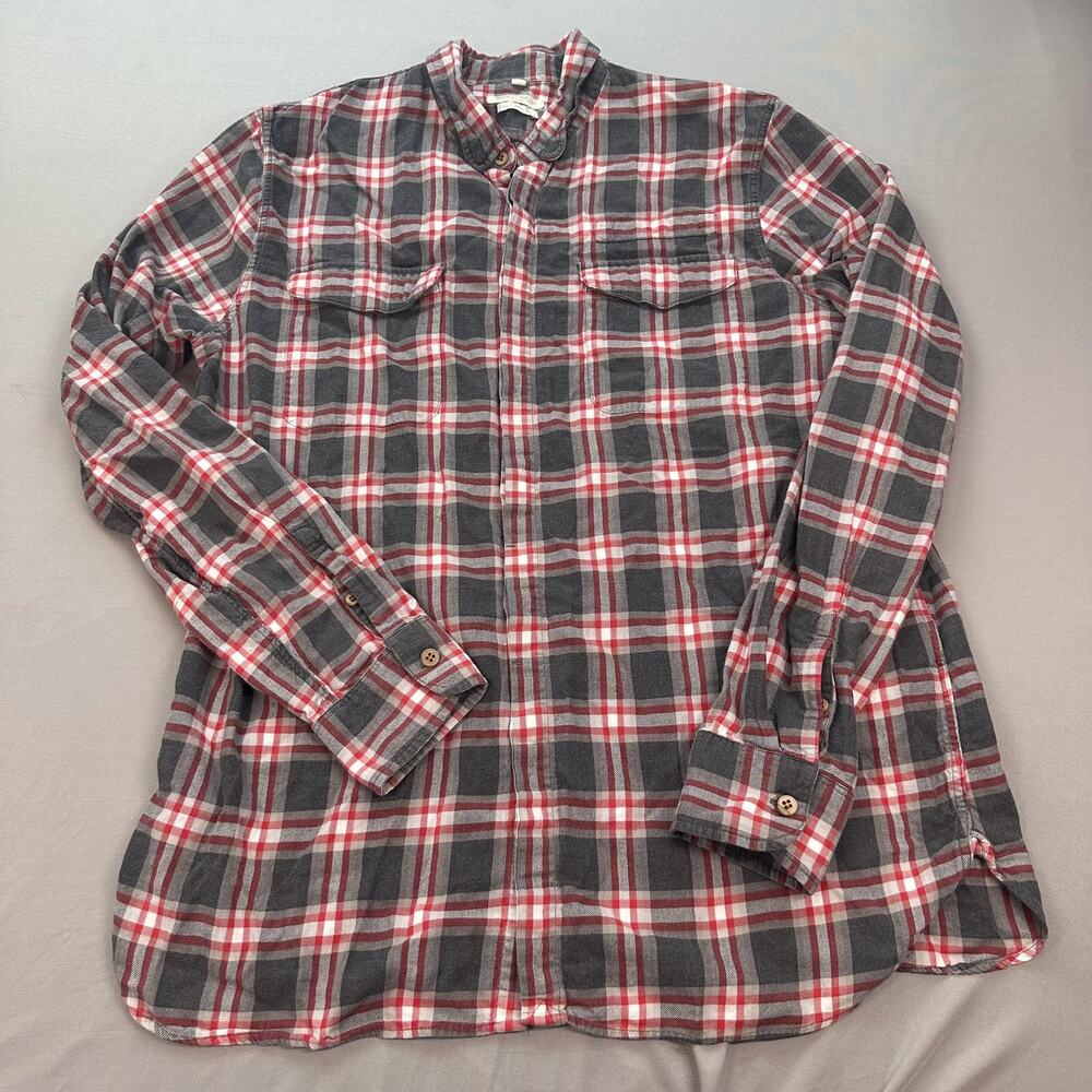 Levis Made & Crafted Shirt Mens Medium Gray Red Plaid Flannel Casual‎ Workwear
